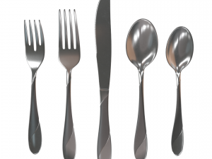 cutlery 5 item set with swirl accent 3D Model