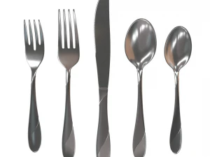 cutlery 5 item set with swirl accent 3D Model