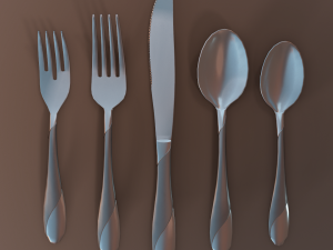 cutlery 5 item set with swirl accent 3D Model