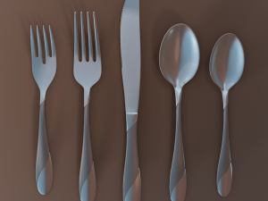 cutlery 5 item set with swirl accent 3D Model