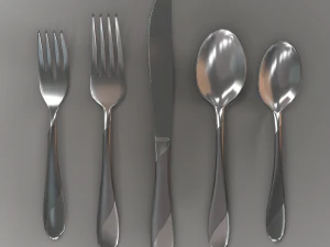 cutlery 5 item set with swirl accent 3D Model