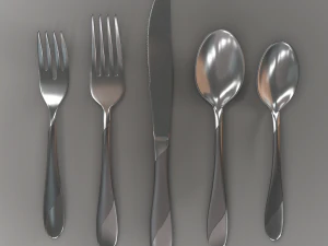 cutlery 5 item set with swirl accent 3D Model