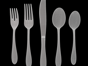cutlery 5 item set with swirl accent 3D Model