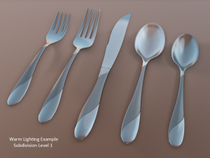 cutlery 5 item set with swirl accent 3D Model