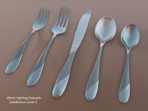 cutlery 5 item set with swirl accent 3D Model