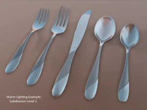cutlery 5 item set with swirl accent 3D Model