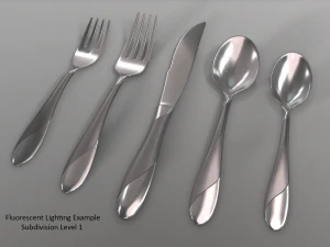 cutlery 5 item set with swirl accent 3D Model