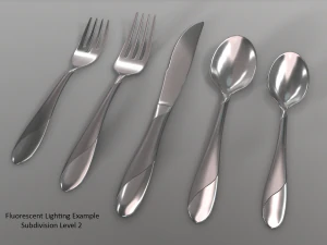 cutlery 5 item set with swirl accent 3D Model