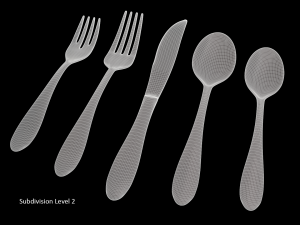 cutlery 5 item set with swirl accent 3D Model