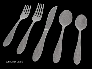cutlery 5 item set with swirl accent 3D Model