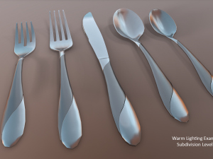 cutlery 5 item set with swirl accent 3D Model