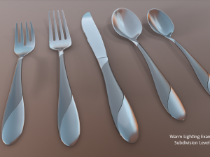 cutlery 5 item set with swirl accent 3D Model