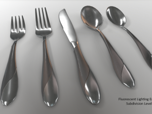 cutlery 5 item set with swirl accent 3D Model