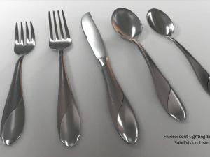 cutlery 5 item set with swirl accent 3D Model