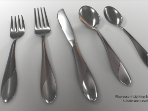 cutlery 5 item set with swirl accent 3D Model
