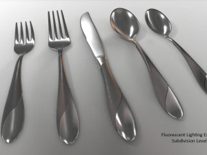 cutlery 5 item set with swirl accent 3D Model