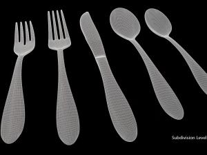 cutlery 5 item set with swirl accent 3D Model