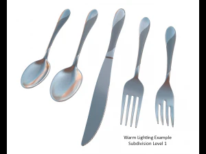 cutlery 5 item set with swirl accent 3D Model