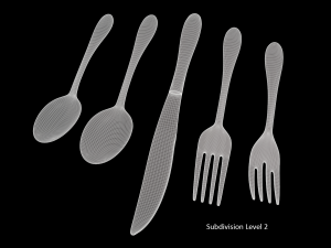 cutlery 5 item set with swirl accent 3D Model