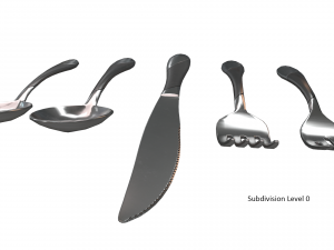 cutlery 5 item set with swirl accent 3D Model