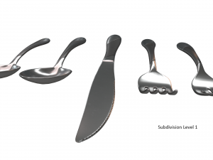 cutlery 5 item set with swirl accent 3D Model