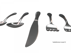 cutlery 5 item set with swirl accent 3D Model