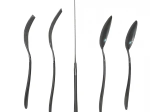 cutlery 5 item set with swirl accent 3D Model