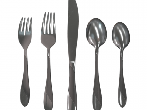 cutlery 5 item set with swirl accent 3D Model