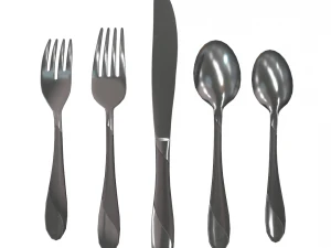 cutlery 5 item set with swirl accent 3D Model
