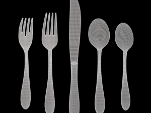 cutlery 5 item set with swirl accent 3D Model