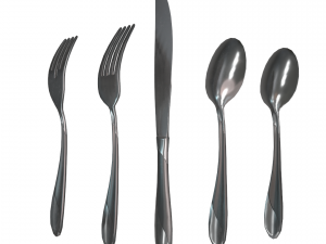 cutlery 5 item set with swirl accent 3D Model