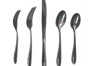 cutlery 5 item set with swirl accent 3D Model