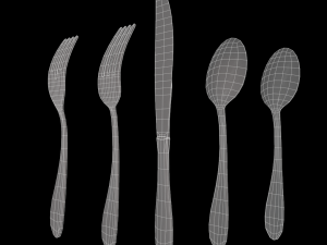 cutlery 5 item set with swirl accent 3D Model