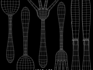 cutlery 5 item set with swirl accent 3D Model