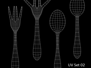 cutlery 5 item set with swirl accent 3D Model