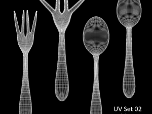 cutlery 5 item set with swirl accent 3D Model