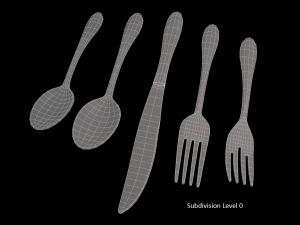 cutlery 5 item set with swirl accent 3D Model