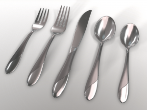 cutlery 5 item set with swirl accent 3D Model