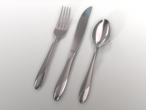 cutlery 3 item set with swirl accent 3D Model
