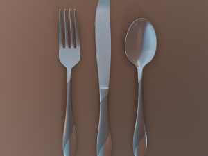 cutlery 3 item set with swirl accent 3D मॉडल