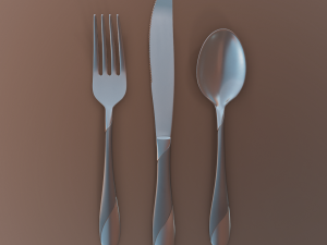 cutlery 3 item set with swirl accent 3D मॉडल