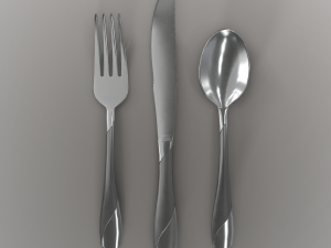 cutlery 3 item set with swirl accent 3D मॉडल