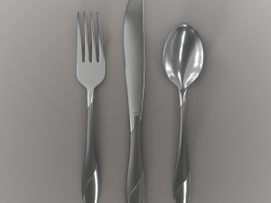 cutlery 3 item set with swirl accent 3D मॉडल