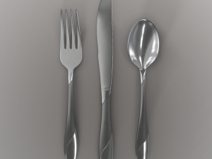 cutlery 3 item set with swirl accent 3D मॉडल