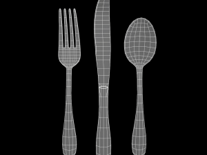 cutlery 3 item set with swirl accent 3D मॉडल