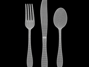 cutlery 3 item set with swirl accent 3D मॉडल