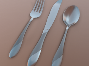 cutlery 3 item set with swirl accent 3D मॉडल