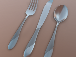 cutlery 3 item set with swirl accent 3D मॉडल