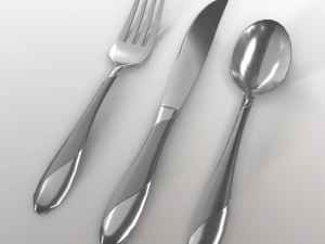 cutlery 3 item set with swirl accent 3D मॉडल