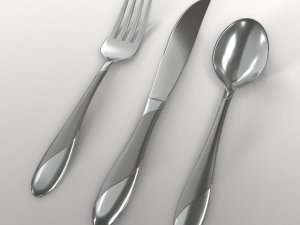 cutlery 3 item set with swirl accent 3D मॉडल